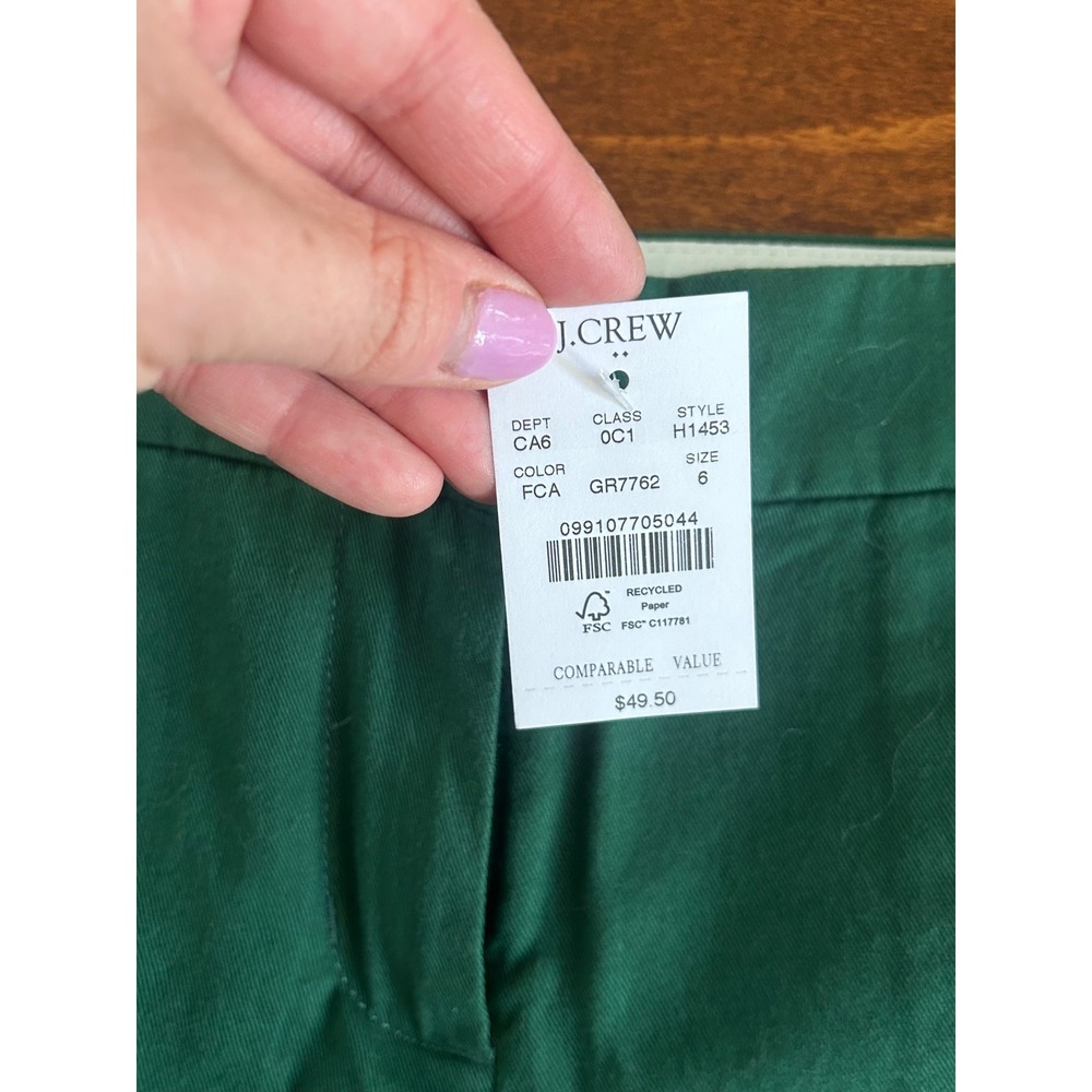 J.Crew Womens 5 Inch Chino Shorts Kelly Green Cotton Twill Size 6 H1453 NWT - Picture 4 of 8